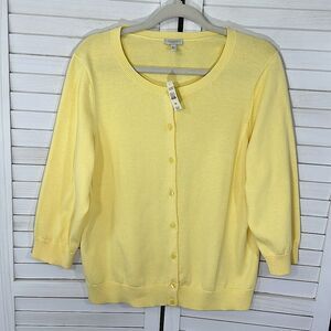 Yellow Women's Button-Front Crewneck Sweater